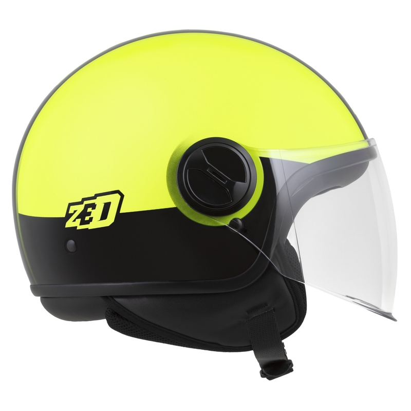 Avatud mootorratta kiiver ZED C35 fluo kollane-must