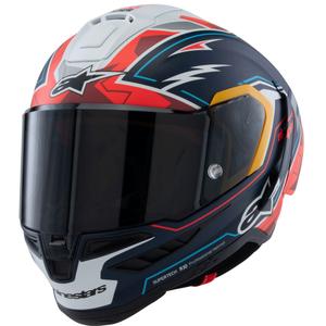 Alpinestars Supertech R-10 piiratud Pedro Acosta mattsinine-punase-valge integraalne mootorratta kiiver.