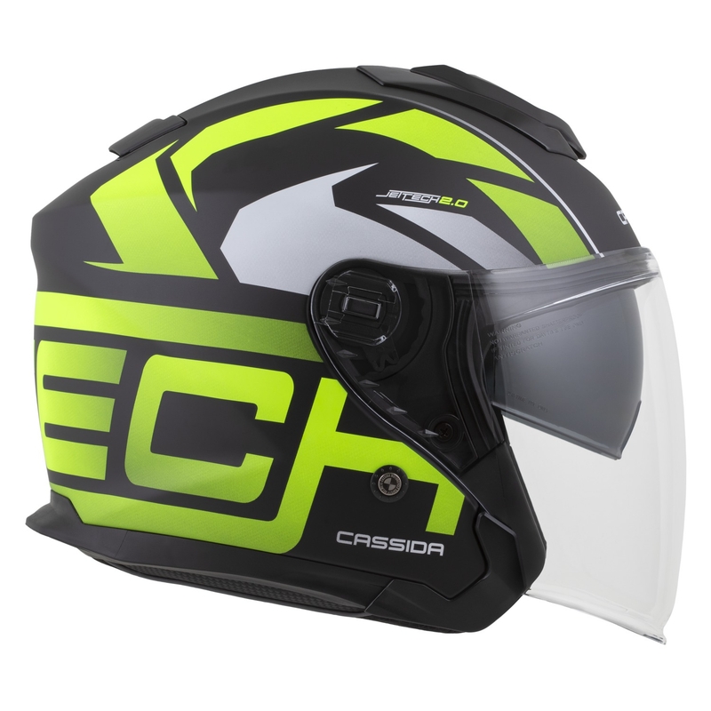 Cassida Jet Tech 2.0 RoTo avatud mootorratta kiiver matt must-fluo kollane-valge