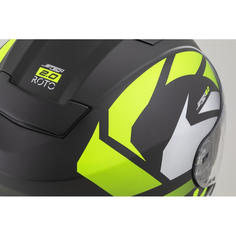 Cassida Jet Tech 2.0 RoTo avatud mootorratta kiiver matt must-fluo kollane-valge