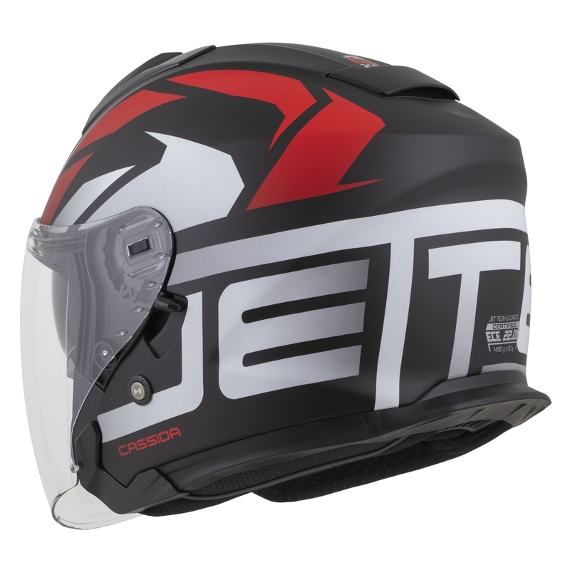 Cassida Jet Tech 2.0 RoTo avatud mootorratta kiiver matt must-punane-valge