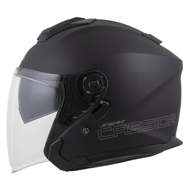 Cassida Jet Tech 2.0 Solid Matte Black-Grey Avatud mootorratta kiiver