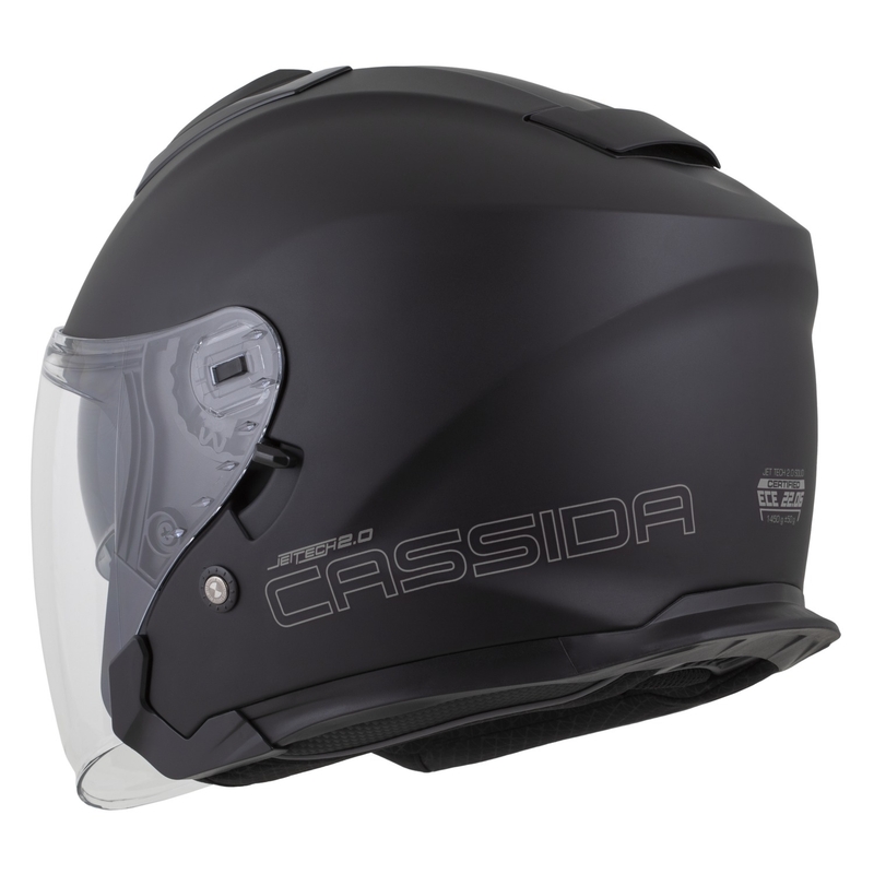 Cassida Jet Tech 2.0 Solid Matte Black-Grey Avatud mootorratta kiiver