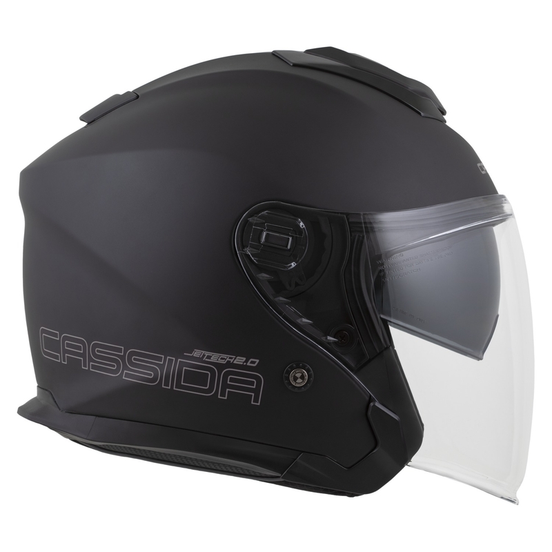 Cassida Jet Tech 2.0 Solid Matte Black-Grey Avatud mootorratta kiiver