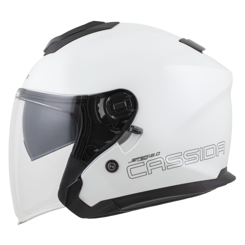 Cassida Jet Tech 2.0 Solid White-Black-Grey Avatud mootorratta kiiver