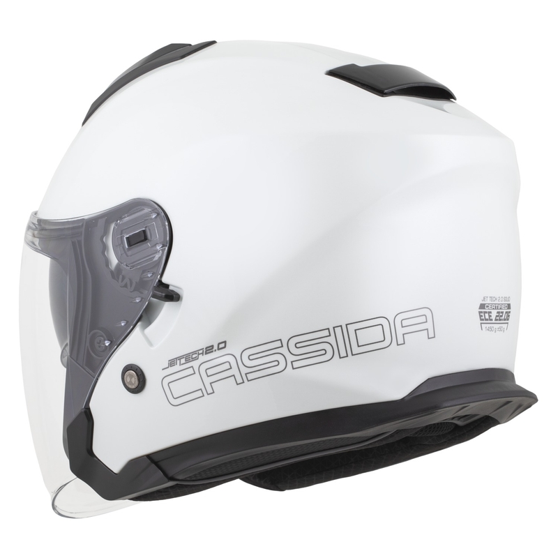 Cassida Jet Tech 2.0 Solid White-Black-Grey Avatud mootorratta kiiver