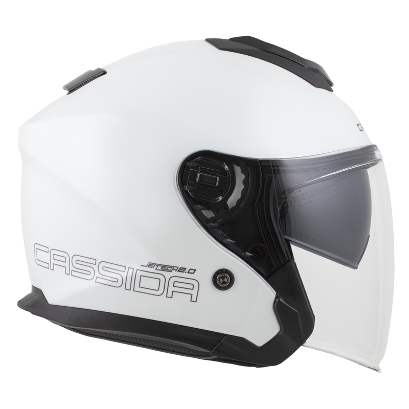 Cassida Jet Tech 2.0 Solid White-Black-Grey Avatud mootorratta kiiver