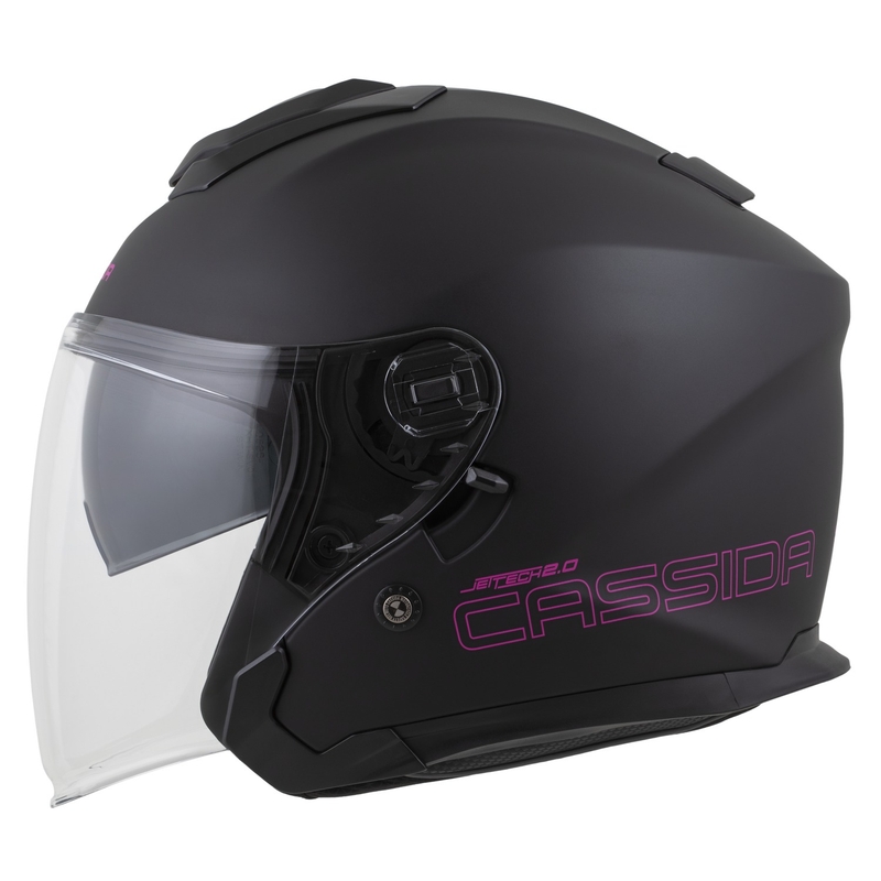 Cassida Jet Tech 2.0 Solid Matte Black ja Pink Open mootorratta kiiver