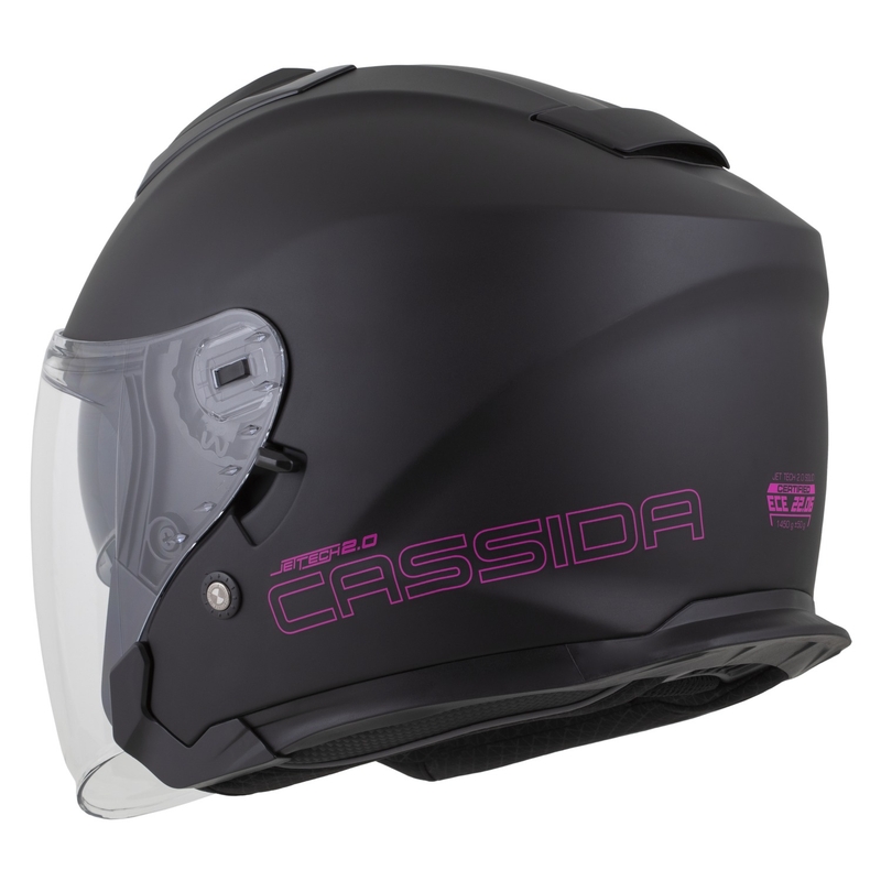 Cassida Jet Tech 2.0 Solid Matte Black ja Pink Open mootorratta kiiver