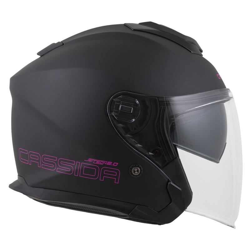 Cassida Jet Tech 2.0 Solid Matte Black ja Pink Open mootorratta kiiver