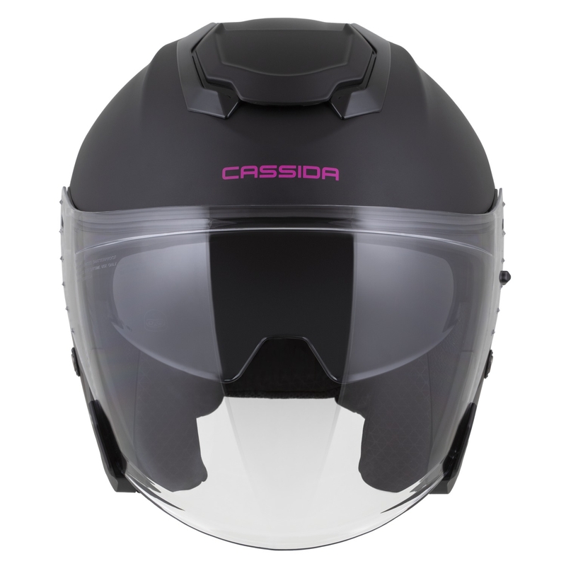 Cassida Jet Tech 2.0 Solid Matte Black ja Pink Open mootorratta kiiver