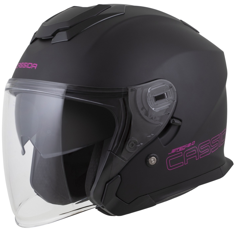 Cassida Jet Tech 2.0 Solid Matte Black ja Pink Open mootorratta kiiver