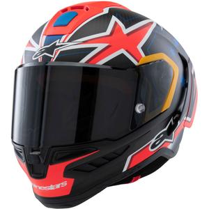 Alpinestars Supertech R10 Limited Edition Jack Miller matt süsiniku punane-sinine-kollane-valge integreeritud mootorratta kiiver