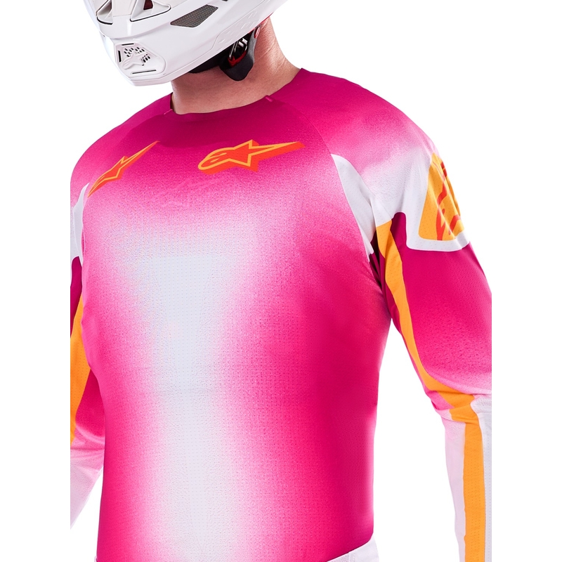 Alpinestars Supertech SX AFD limiteeritud väljaanne MIG fluo roosa-valge-oranž motokrossitrikoo