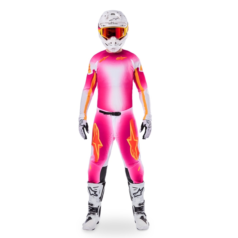 Alpinestars Supertech MIG limiteeritud väljaanne fluo roosa-valge-oranž motokrossipüksid