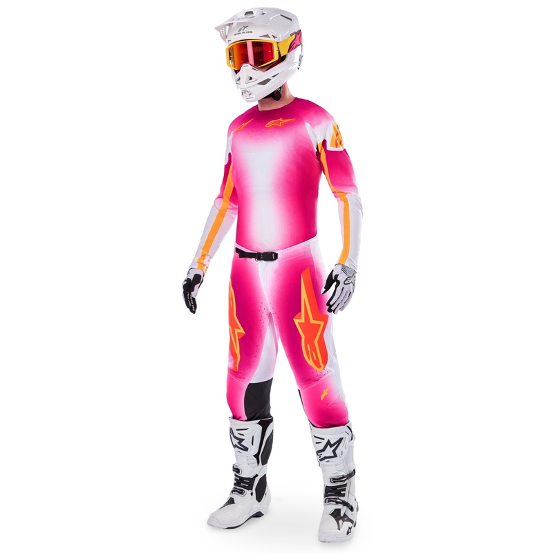 Alpinestars Supertech MIG limiteeritud väljaanne fluo roosa-valge-oranž motokrossipüksid