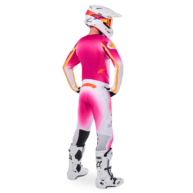 Alpinestars Supertech MIG limiteeritud väljaanne fluo roosa-valge-oranž motokrossipüksid