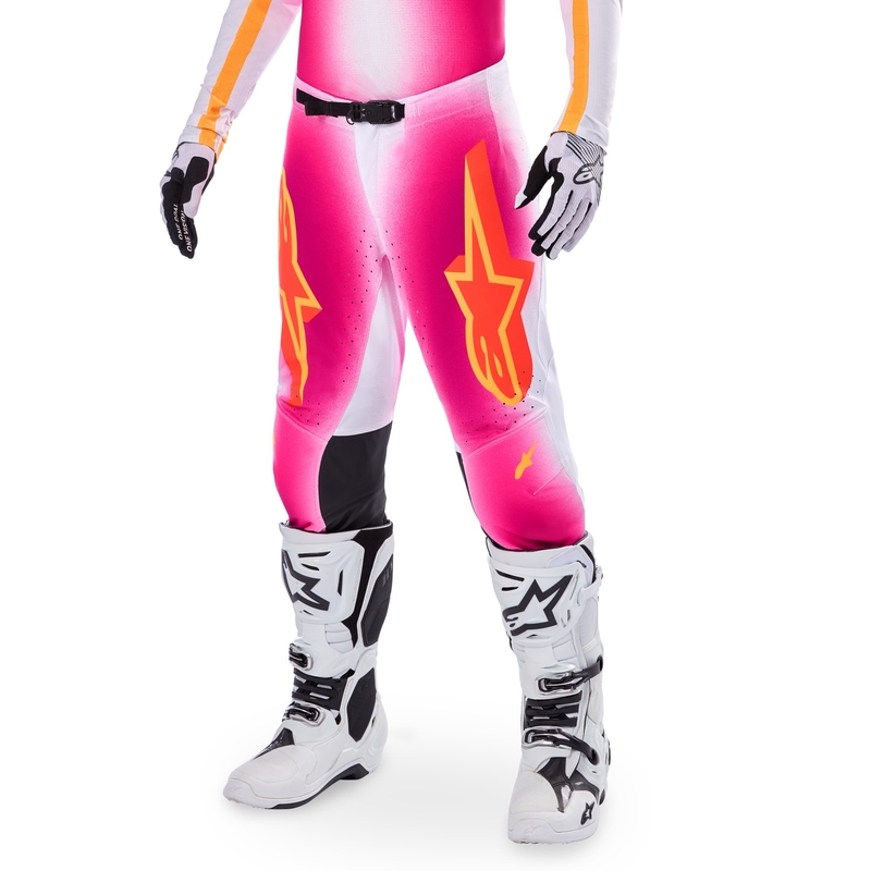 Alpinestars Supertech MIG limiteeritud väljaanne fluo roosa-valge-oranž motokrossipüksid