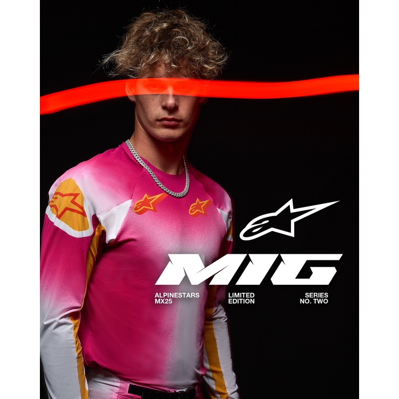 Alpinestars Supertech MIG limiteeritud väljaanne fluo roosa-valge-oranž motokrossipüksid