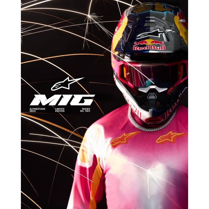 Alpinestars Supertech MIG limiteeritud väljaanne fluo roosa-valge-oranž motokrossipüksid