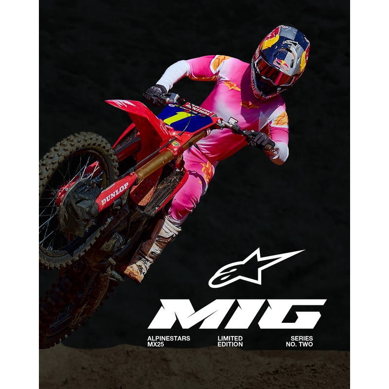 Alpinestars Supertech MIG limiteeritud väljaanne fluo roosa-valge-oranž motokrossipüksid