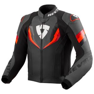 Revit Quantum 3 must-fluo punane nahast mootorratta jakk