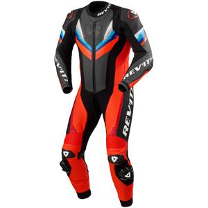 Revit Quantum 3 fluo punane/must nahast mootorratta kombinesoon