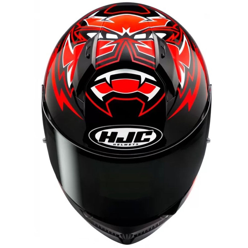 HJC C10 Diablo Mask MC1 must-punase-valge integreeritud mootorratta kiiver