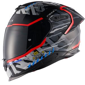 NEXX Y.100R Urbangram must-punane integreeritud mootorratta kiiver