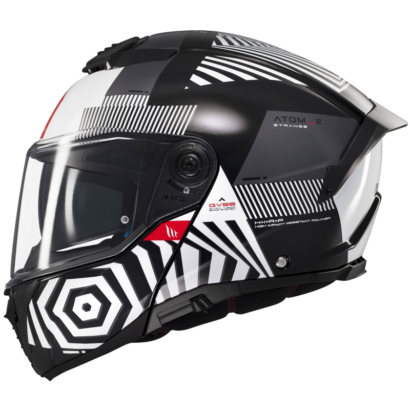 MT Atom 2 SV Strange must-valge-hall flip-up mootorratta kiiver