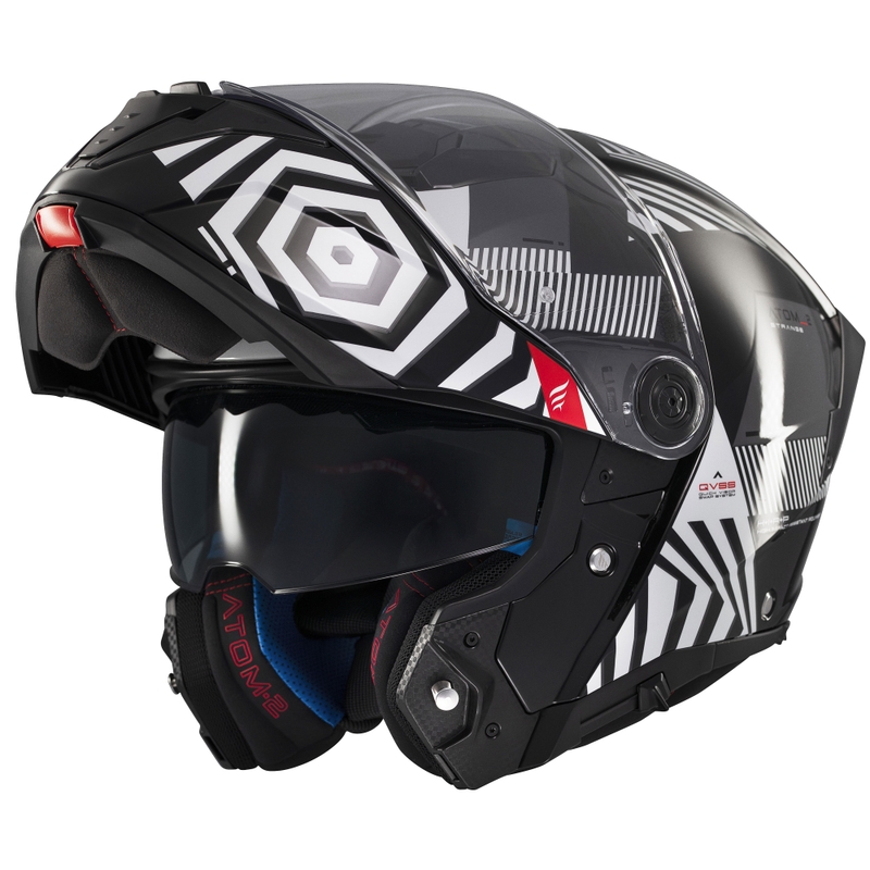 MT Atom 2 SV Strange must-valge-hall flip-up mootorratta kiiver