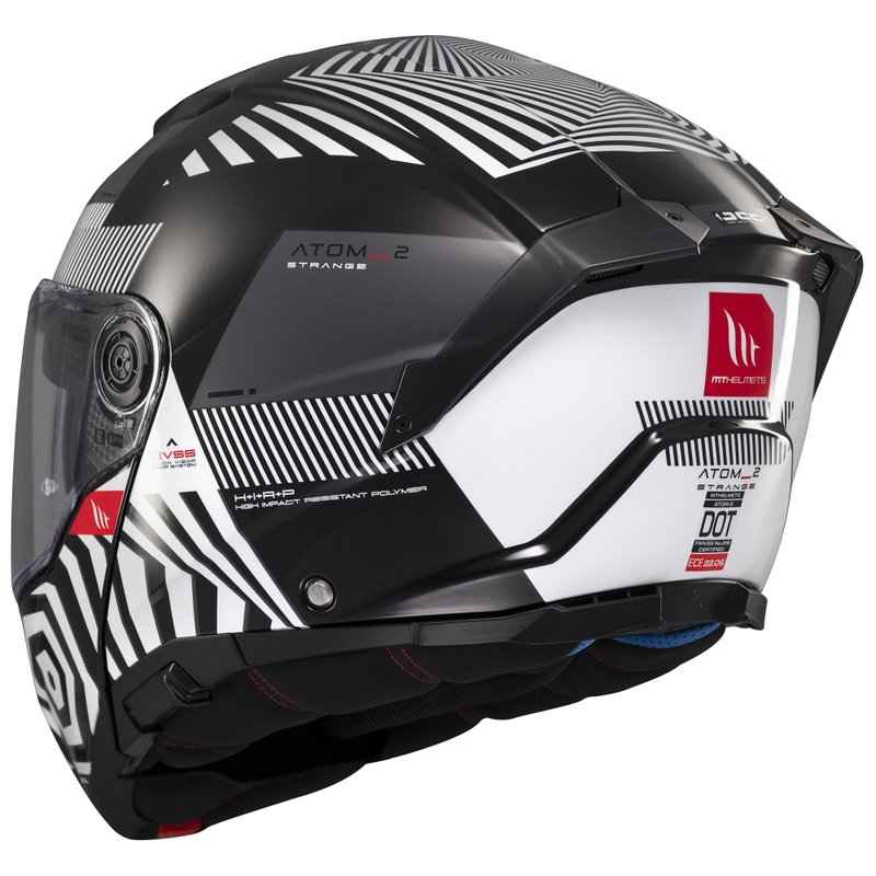 MT Atom 2 SV Strange must-valge-hall flip-up mootorratta kiiver