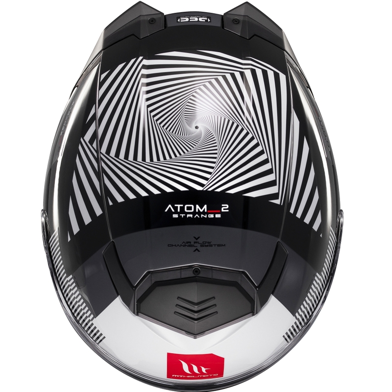 MT Atom 2 SV Strange must-valge-hall flip-up mootorratta kiiver