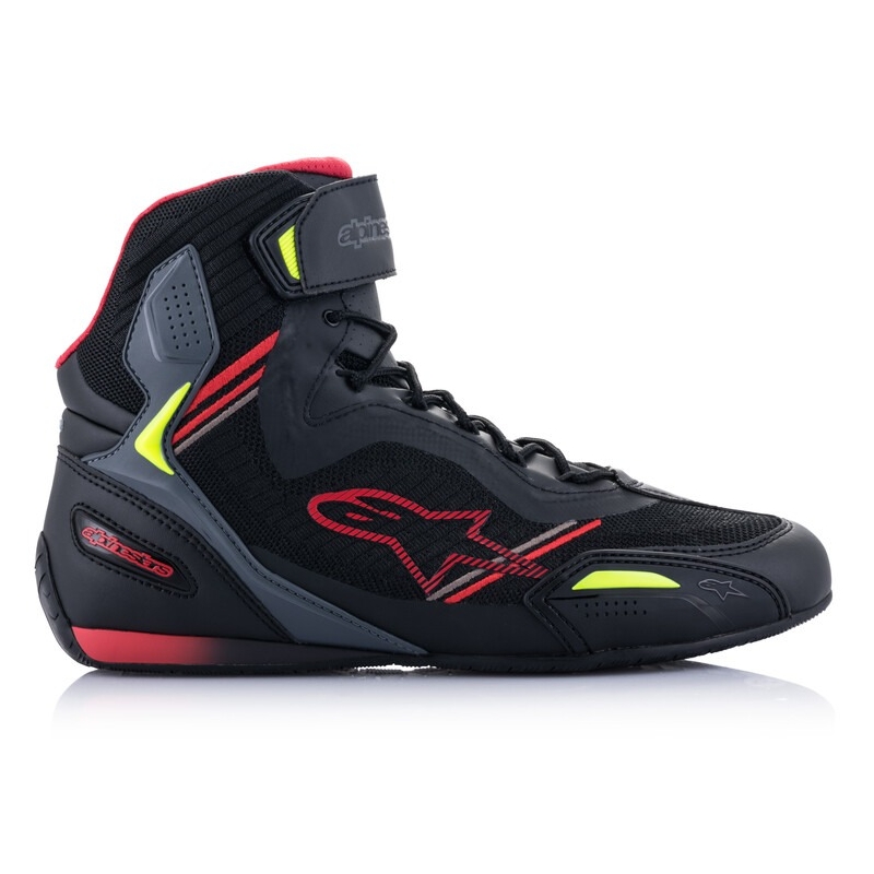 Alpinestars Faster 3 Rideknit Black-Red-Fluo Yellow-Grey mootorratta saapad