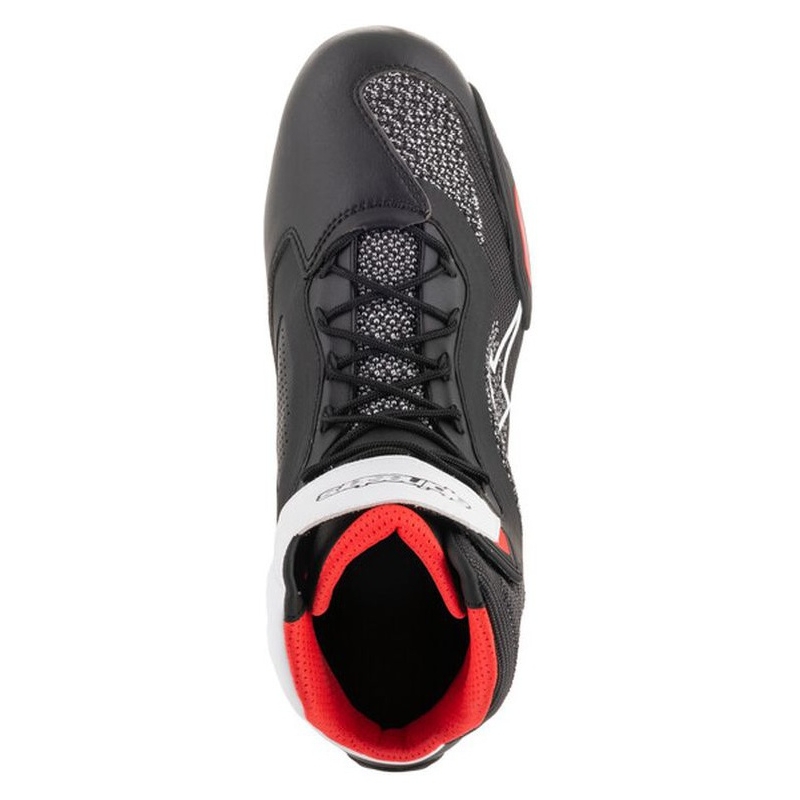 Alpinestars Faster 3 Rideknit mustad, valged ja punased mootorrattasaapad