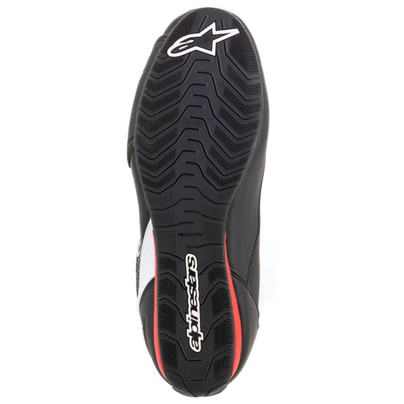 Alpinestars Faster 3 Rideknit mustad, valged ja punased mootorrattasaapad