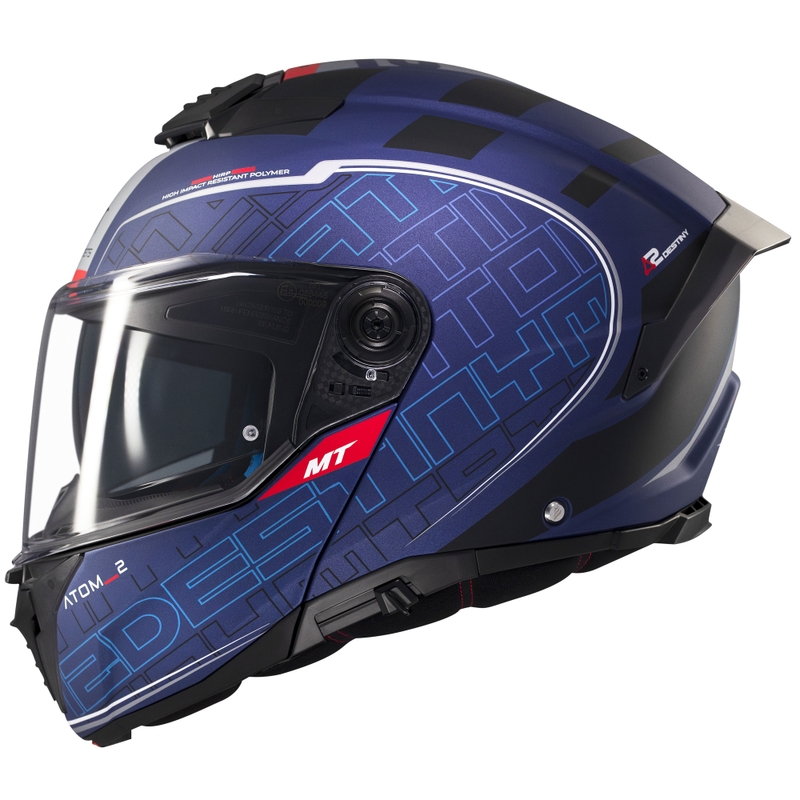 MT Atom 2 SV Destiny flip-up mootorratta kiiver matt sinimustvalge