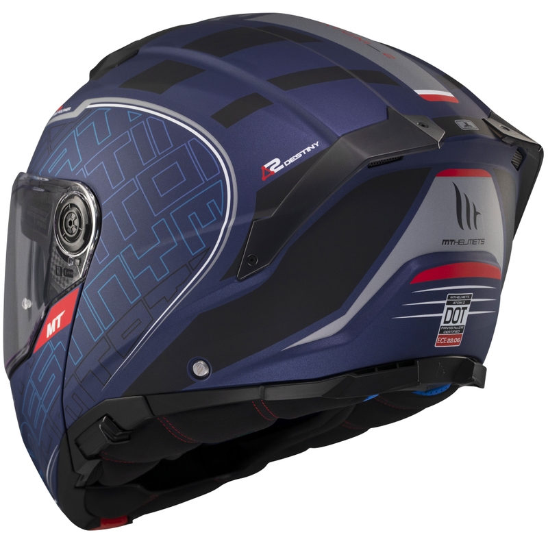 MT Atom 2 SV Destiny flip-up mootorratta kiiver matt sinimustvalge