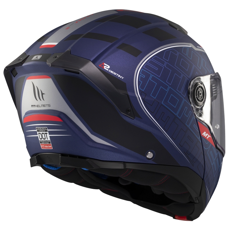 MT Atom 2 SV Destiny flip-up mootorratta kiiver matt sinimustvalge
