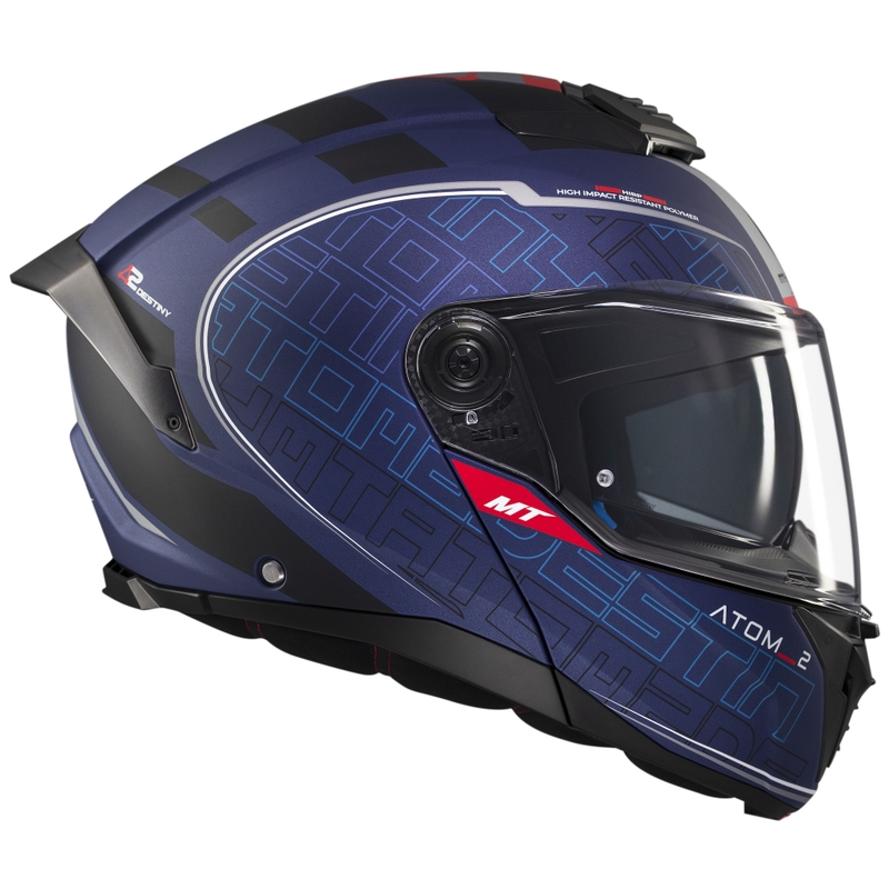 MT Atom 2 SV Destiny flip-up mootorratta kiiver matt sinimustvalge