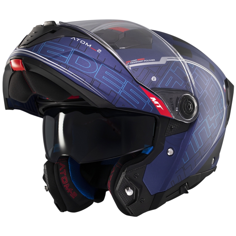 MT Atom 2 SV Destiny flip-up mootorratta kiiver matt sinimustvalge