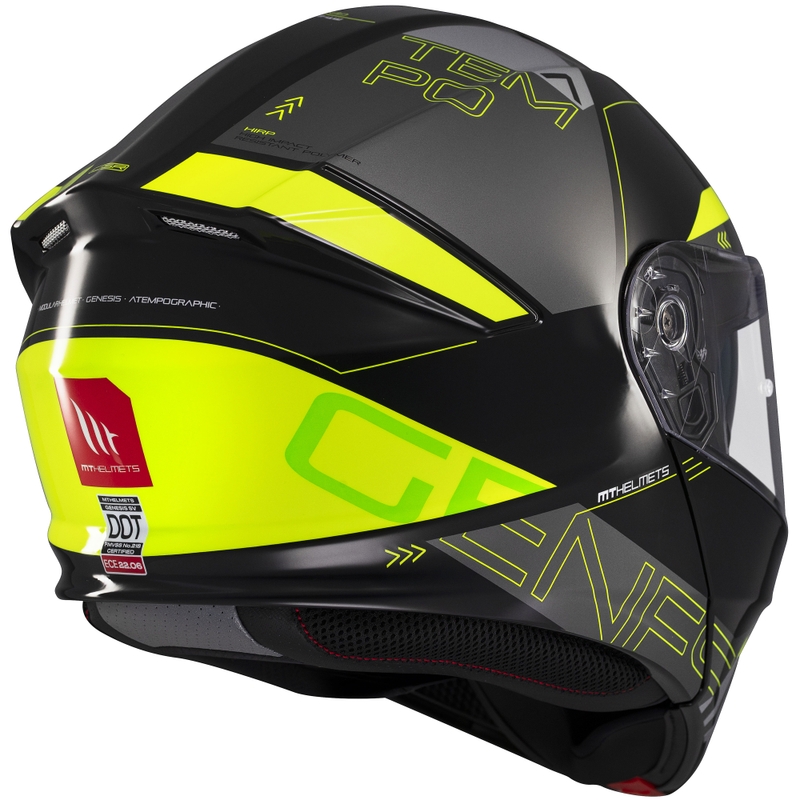 MT Genesis SV Atempo mustahall-fluo kollane mootorratta kiiver