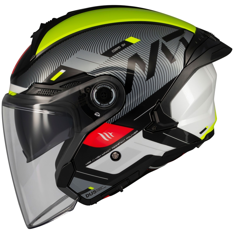 MT Cosmo SV Silence avatud mootorratta kiiver must-fluo kollane