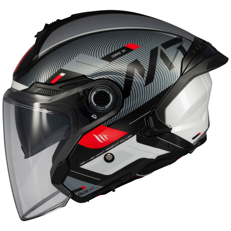 MT Cosmo SV Silence Black-Grey-White Open mootorratta kiiver