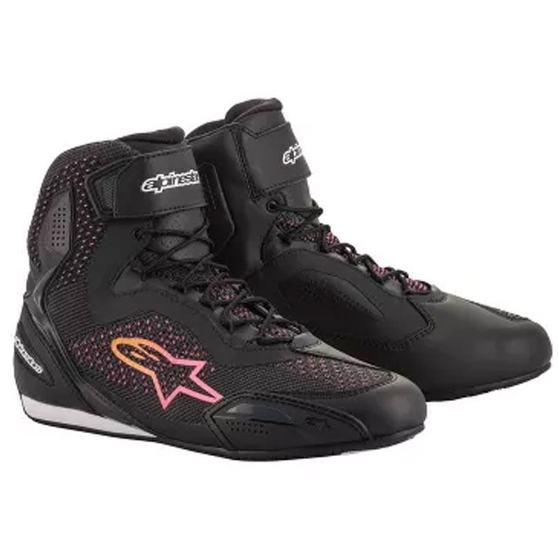 Alpinestars naiste Stella Faster 3 Rideknit mustad, kollased ja roosad mootorratta saapad