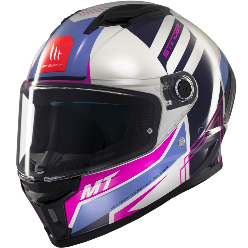 MT Stinger 2 Tron integreeritud mootorratta kiiver hall-lilla-roosa