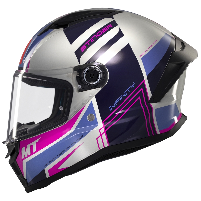 MT Stinger 2 Tron integreeritud mootorratta kiiver hall-lilla-roosa