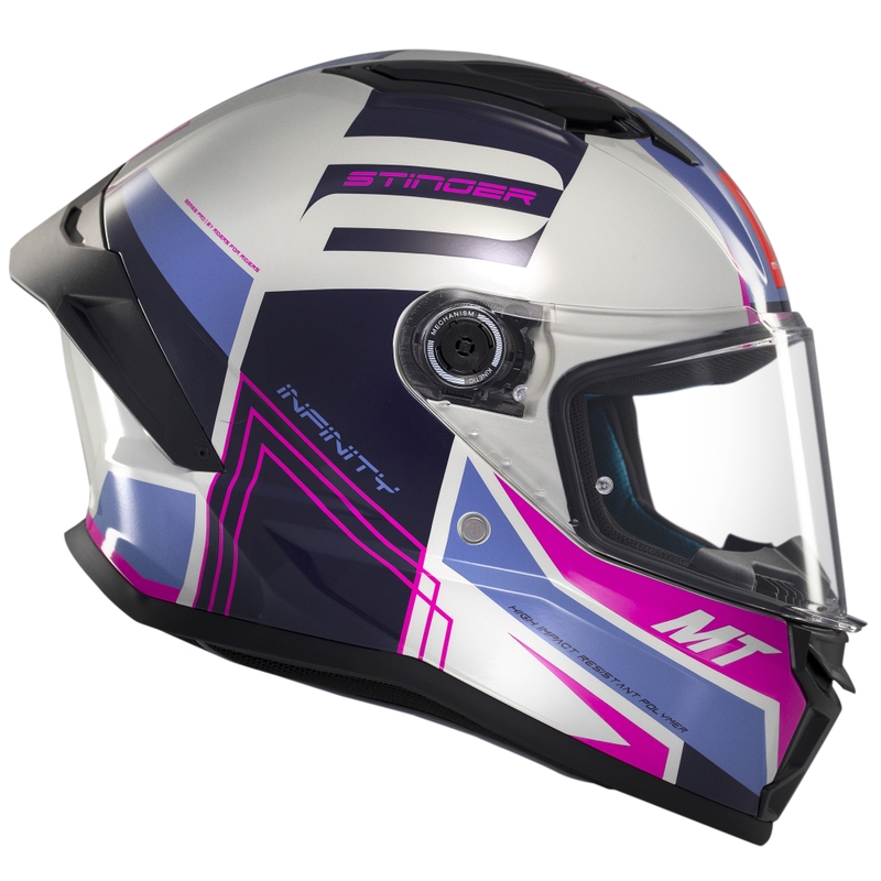 MT Stinger 2 Tron integreeritud mootorratta kiiver hall-lilla-roosa