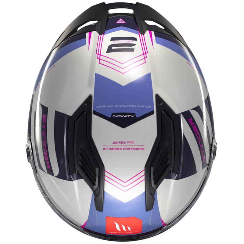 MT Stinger 2 Tron integreeritud mootorratta kiiver hall-lilla-roosa