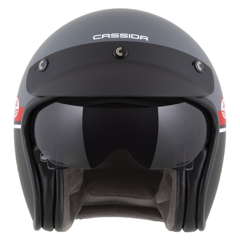 Avatud mootorratta kiiver Cassida Oxygen 2.0 Jawa OHC matt hall-punane-must-valge